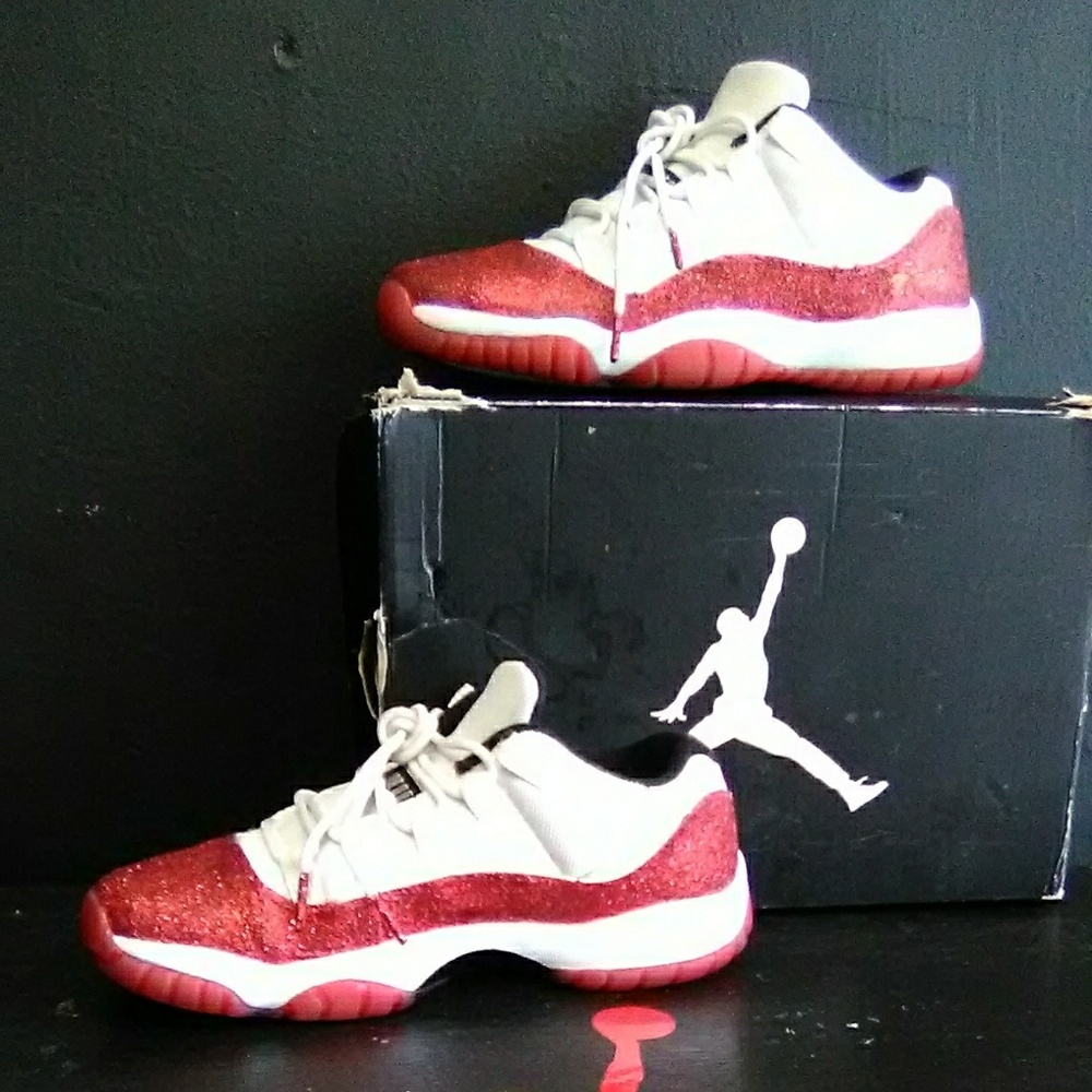Custom Ruby Red Glitter Jordan 11